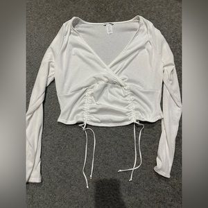 Fashion Nova white crop top long sleeve shirt